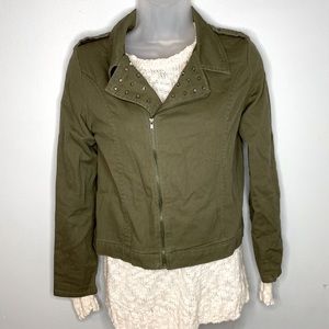 Silver Studded Forest Green Jacket